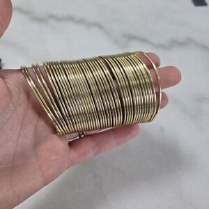 CHIC Crazy Rich Asians 40 PCS Artisanal Gold Ribbed Wires Wide Cuff Bracelet